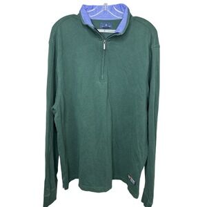 Brooks Brothers VTG XL Men Hunter Green 100% Cotton Quarter Zip Pullover Sweater